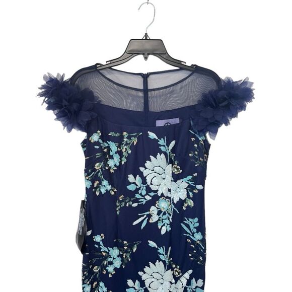 NWOT JS COLLECTIONS | HALLY COLUMN GOWN NAVY PISTACHIO 2 - Picture 8 of 14